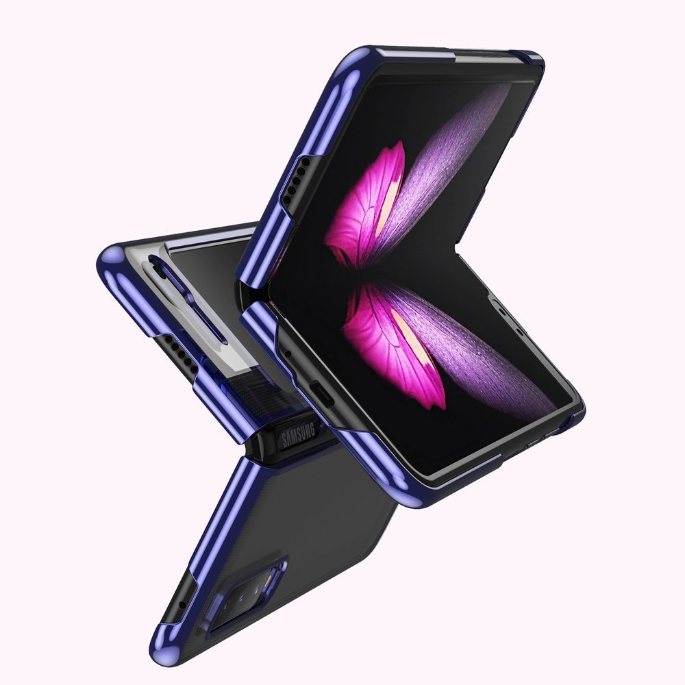 Plating Case Hard case Elektroplateret ramme Cover til Samsung Galaxy Fold blå