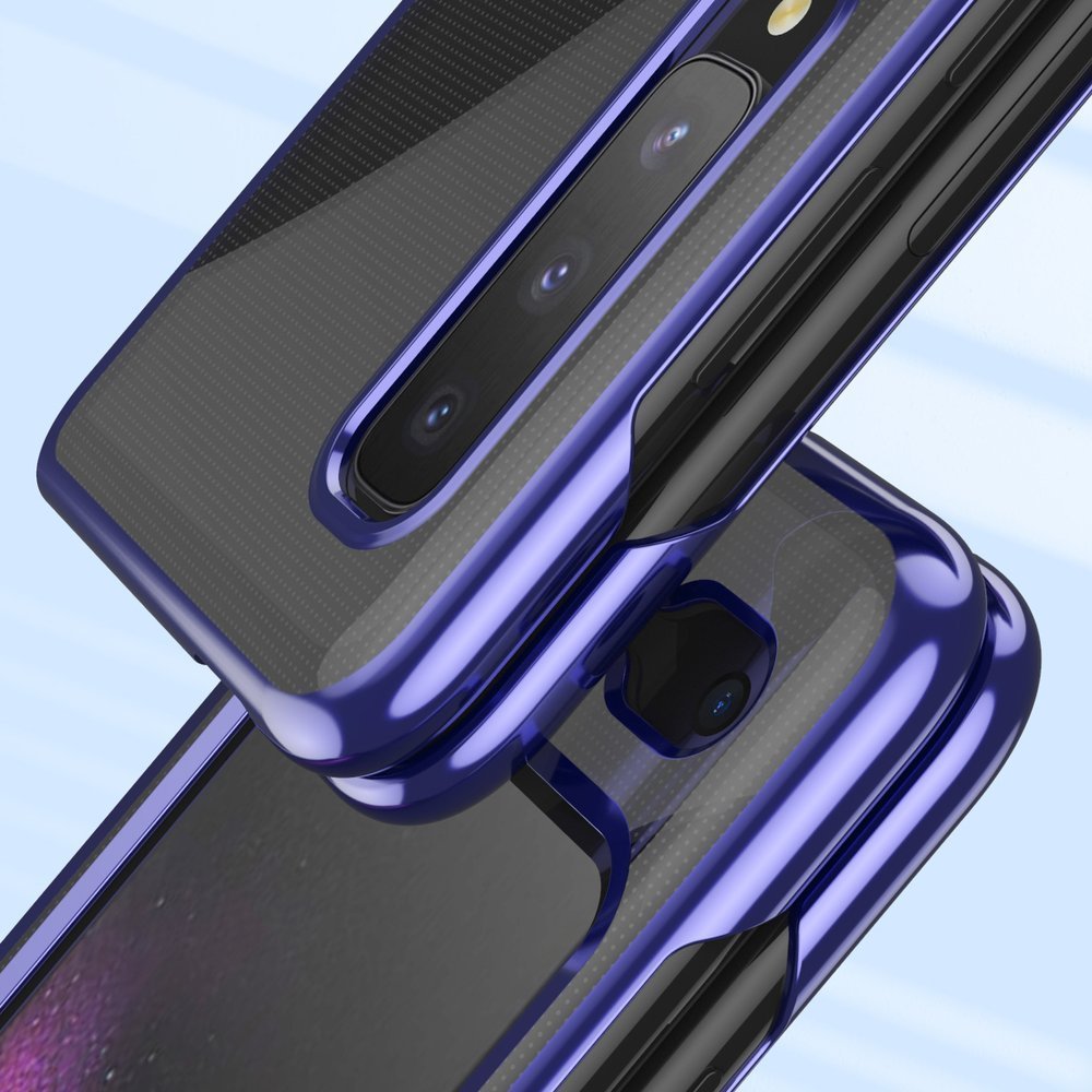 Plating Case Hard case Elektroplateret ramme Cover til Samsung Galaxy Fold blå