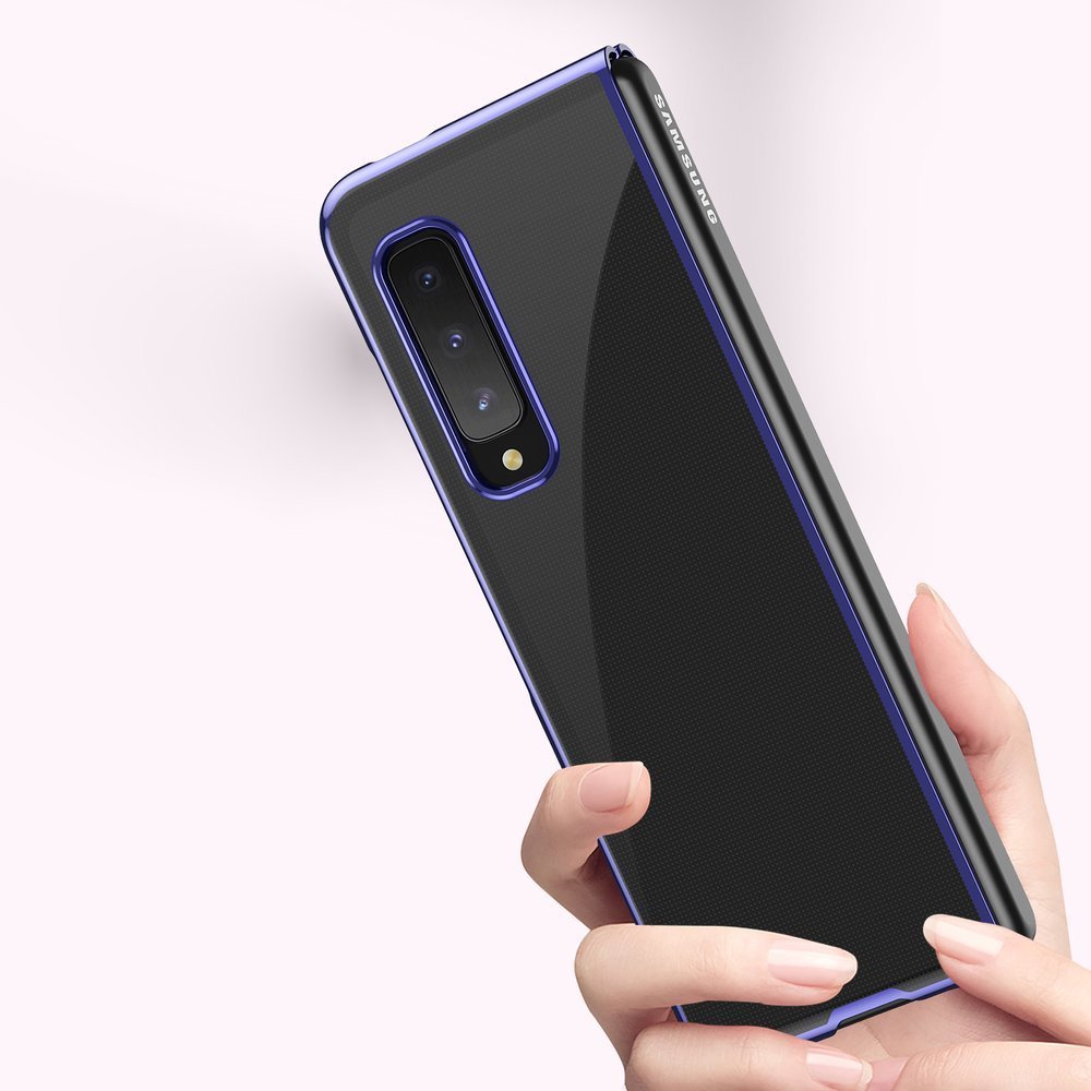 Plating Case Hard case Elektroplateret ramme Cover til Samsung Galaxy Fold blå