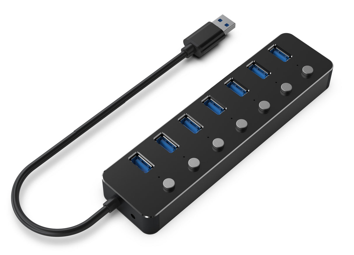 Gembird UHB-U3P7P-01 interface hub USB 3.2 Gen 1 (3.1 Gen 1) Type-A 5000 Mbit/s Sort