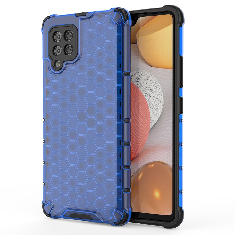 Honeycomb Case armor cover med TPU Bumper til Samsung Galaxy A42 5G blå