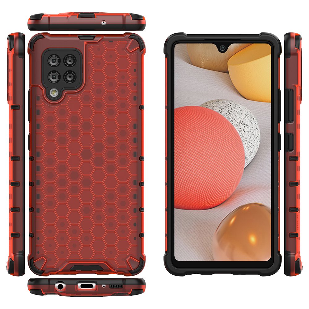 Honeycomb Case armor cover med TPU Bumper til Samsung Galaxy A42 5G rød