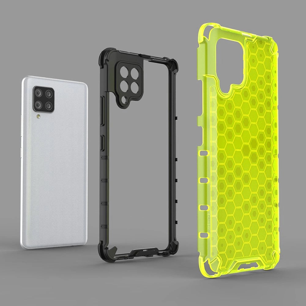 Honeycomb Case rustning med TPU Bumper til Samsung Galaxy A42 5G gennemsigtig