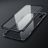 Wozinsky Full Magnetic Case Full Body Front og Back Cover med indbygget glas til Vivo X60 sort-gennemsigtig