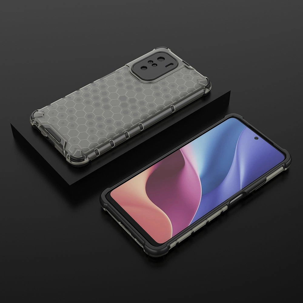 Honeycomb Case armor cover med TPU Bumper til Xiaomi Redmi K40 Pro + / K40 Pro / K40 / Poco F3 sort