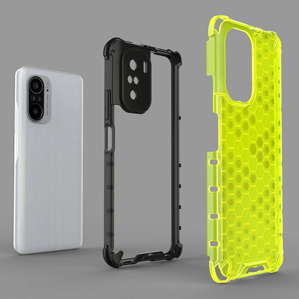 Honeycomb Case armor cover med TPU Bumper til Xiaomi Redmi K40 Pro + / K40 Pro / K40 / Poco F3 sort