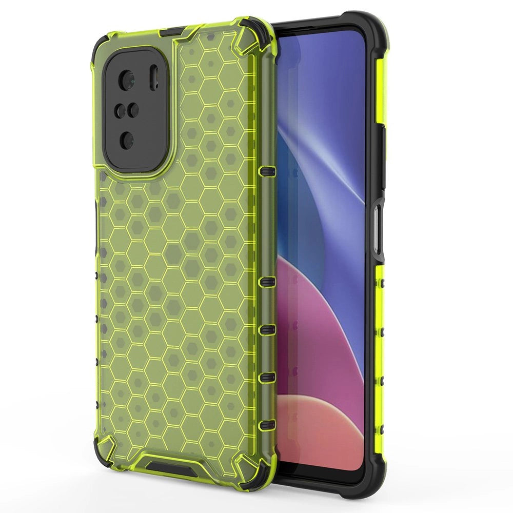 Honeycomb Case armor cover med TPU Bumper til Xiaomi Redmi K40 Pro + / K40 Pro / K40 / Poco F3 grøn