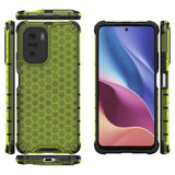 Honeycomb Case armor cover med TPU Bumper til Xiaomi Redmi K40 Pro + / K40 Pro / K40 / Poco F3 grøn