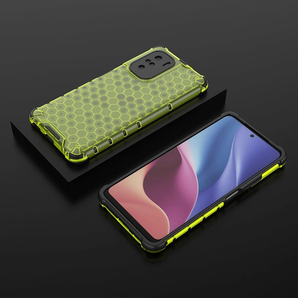 Honeycomb Case armor cover med TPU Bumper til Xiaomi Redmi K40 Pro + / K40 Pro / K40 / Poco F3 grøn