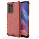 Honeycomb Case armor cover med TPU Bumper til Xiaomi Redmi K40 Pro + / K40 Pro / K40 / Poco F3 rød