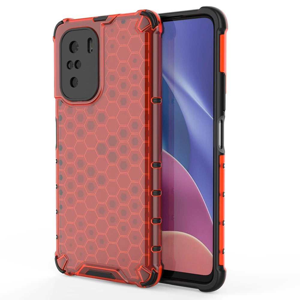 Honeycomb Case armor cover med TPU Bumper til Xiaomi Redmi K40 Pro + / K40 Pro / K40 / Poco F3 rød