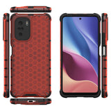 Honeycomb Case armor cover med TPU Bumper til Xiaomi Redmi K40 Pro + / K40 Pro / K40 / Poco F3 rød