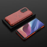 Honeycomb Case armor cover med TPU Bumper til Xiaomi Redmi K40 Pro + / K40 Pro / K40 / Poco F3 rød