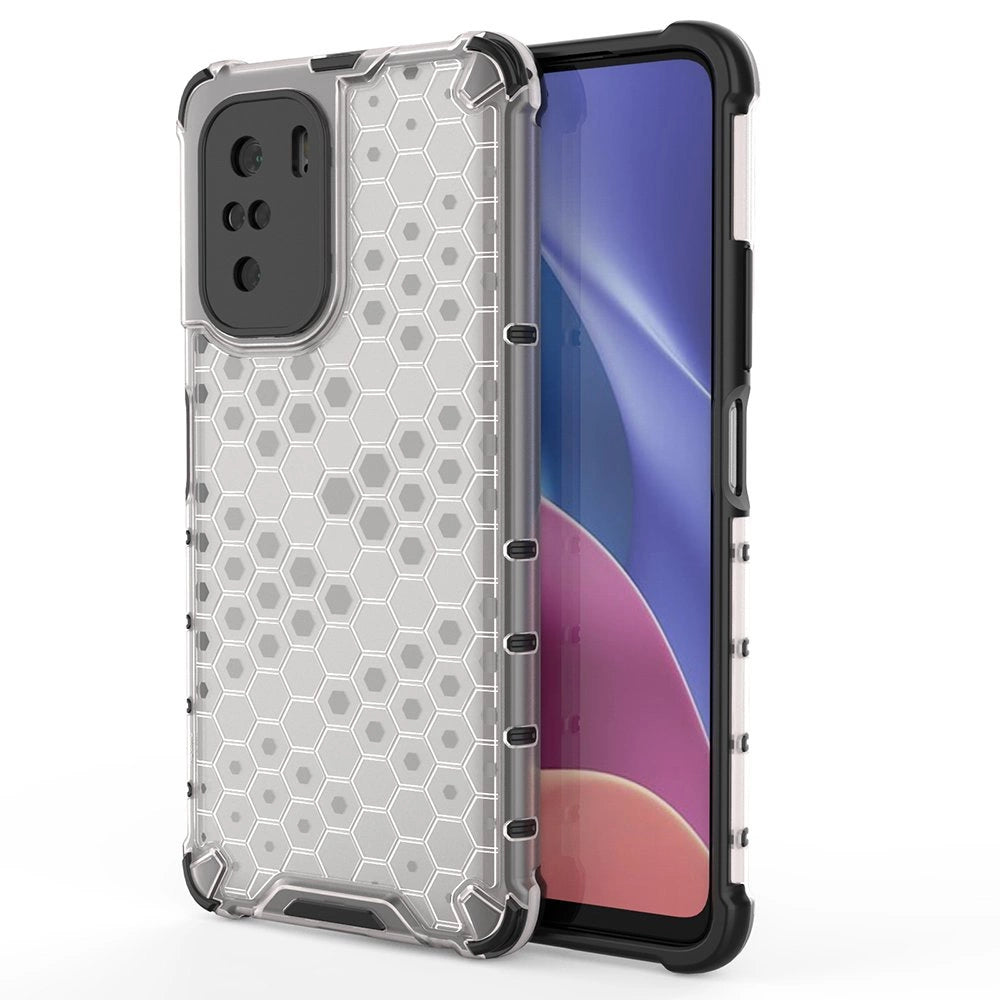 Honeycomb Case armor cover med TPU Bumper til Xiaomi Redmi K40 Pro + / K40 Pro / K40 / Poco F3 gennemsigtig