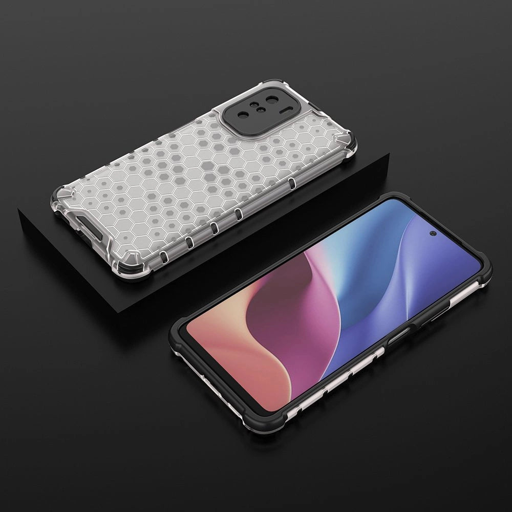 Honeycomb Case armor cover med TPU Bumper til Xiaomi Redmi K40 Pro + / K40 Pro / K40 / Poco F3 gennemsigtig