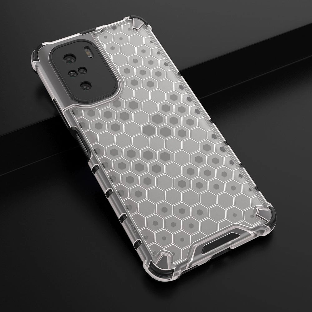 Honeycomb Case armor cover med TPU Bumper til Xiaomi Redmi K40 Pro + / K40 Pro / K40 / Poco F3 gennemsigtig