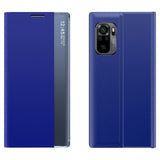 Sleep Case Bookcase Type Case med Smart Window til Xiaomi Redmi K40 Pro+ / K40 Pro / K40 / Poco F3 blå