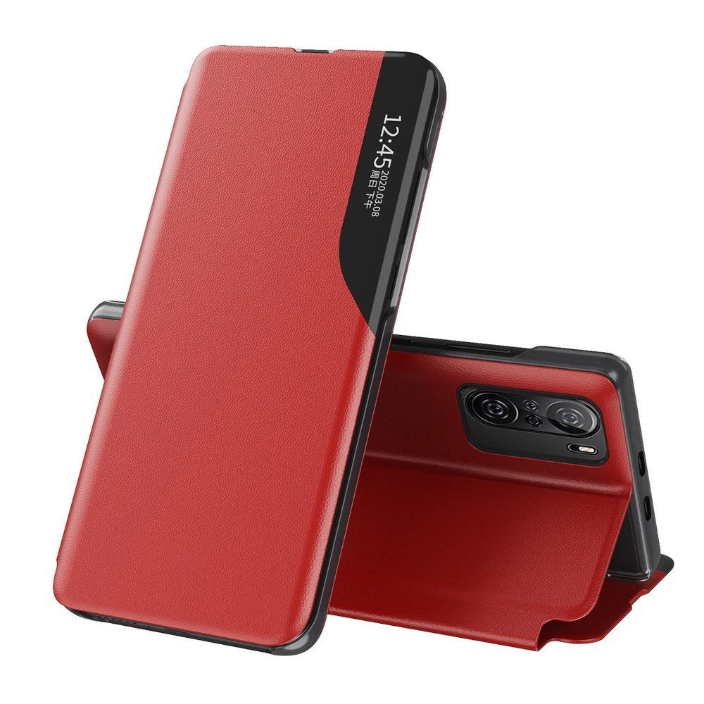 Eco Leather View Case Elegant Flip Cover Case med Stand Function Xiaomi Redmi K40 Pro + / K40 Pro / K40 / Poco F3 Red