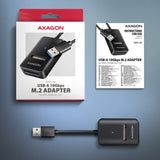 Axagon ADM2-AM USB-A 10Gbps - M.2 NVMe & SATA SSD adaptér, kabelis USB-A 10cm SSD kabinet Sort