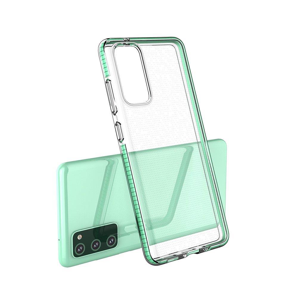 Spring Case klar TPU gel beskyttende cover med farverig ramme til Samsung Galaxy A72 4G lyserød
