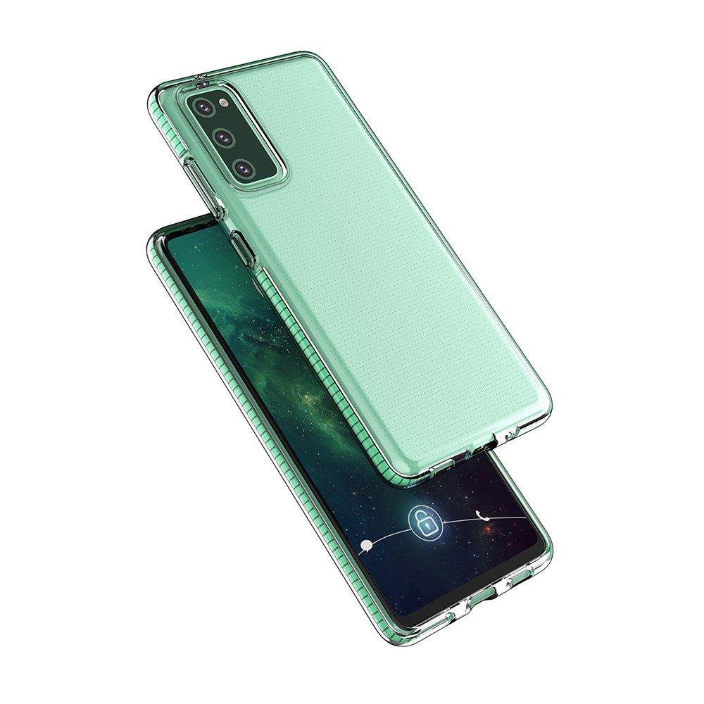 Spring Case klar TPU gel beskyttende cover med farverig ramme til Samsung Galaxy A72 4G lyseblå