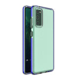 Spring Case klar TPU gel beskyttende cover med farverig ramme til Samsung Galaxy A72 4G mørkblå