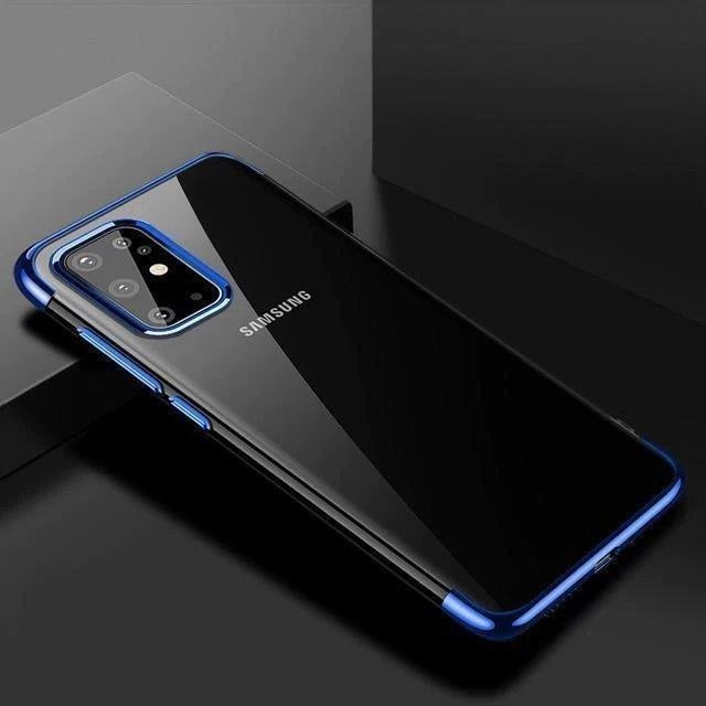Clear Color Case Gel TPU Elektroplatering ramme Cover til Samsung Galaxy A72 4G blå
