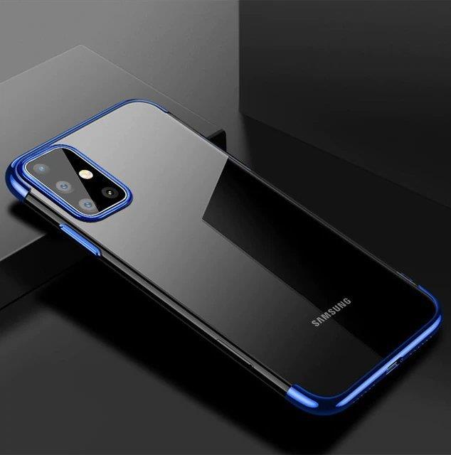 Clear Color Case Gel TPU Electroplating Frame Cover til Samsung Galaxy A72 4G blå