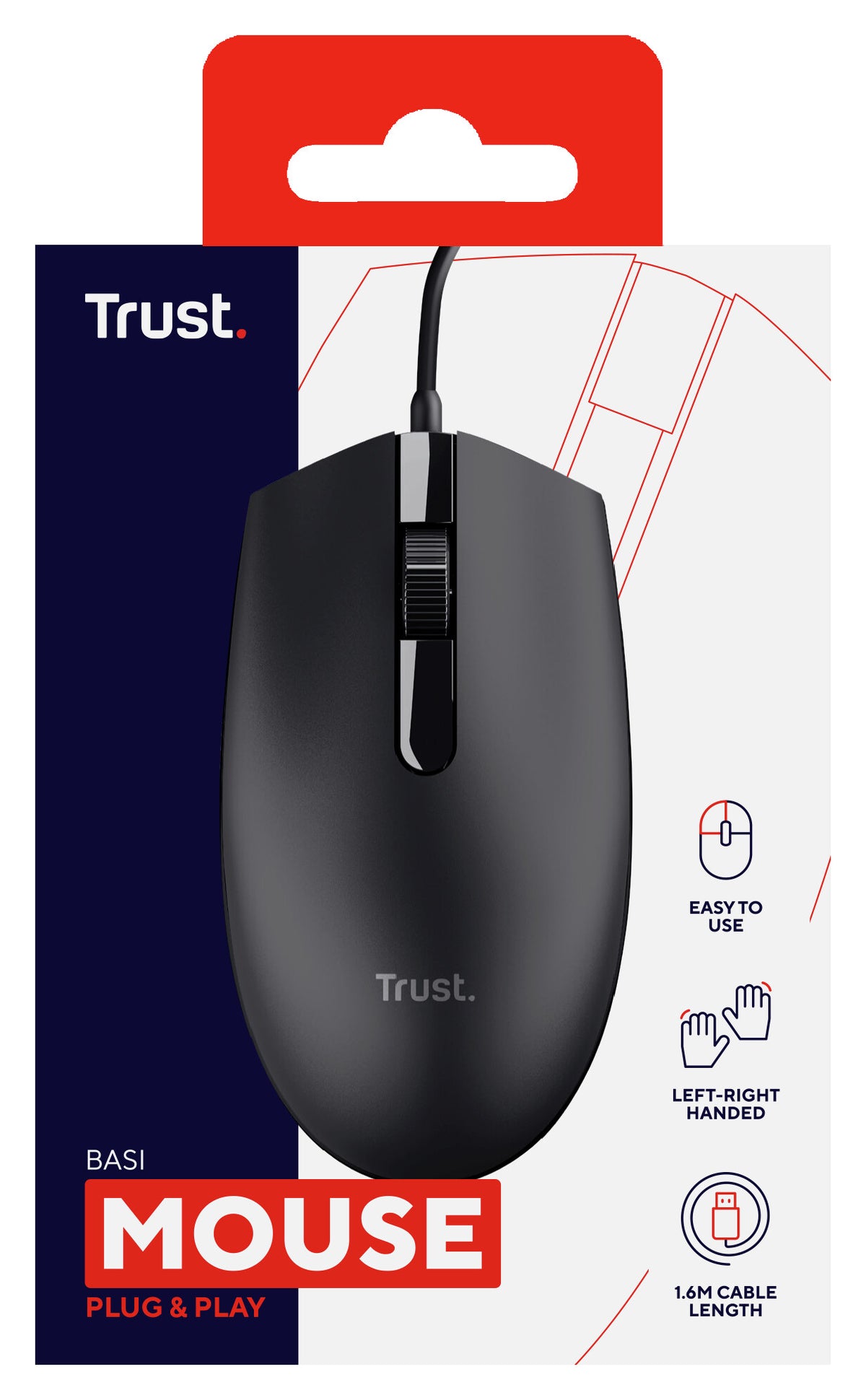 Trust Basi mus Kontor Ambidextrous USB Type-A Optisk 1200 dpi