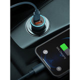 Baseus Golden Contactor Pro fast car charger USB Type C / USB 40 W Power Delivery 3.0 Quick Charge 4+ SCP FCP AFC + USB Type C cable - Lightning gray (TZCCJD-B0G)