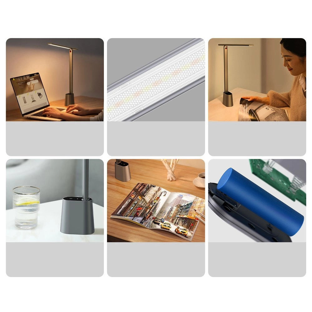 Baseus Smart Eye trådløs LED-skrivbordslampe med batteri 2200 mAh grå (DGZG-0G)