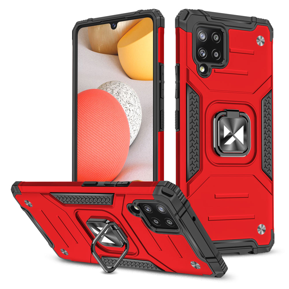 Wozinsky Ring Armor Case Kickstand Tough Rugged Cover til Samsung Galaxy A42 5G rød