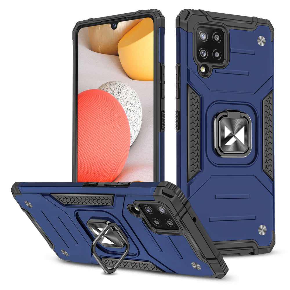 Wozinsky Ring Armor Case Kickstand Tough Rugged Cover til Samsung Galaxy A42 5G blå