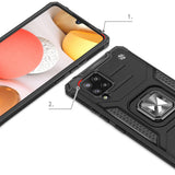 Wozinsky Ring Armor Case Kickstand Tough Rugged Cover til Samsung Galaxy A42 5G blå