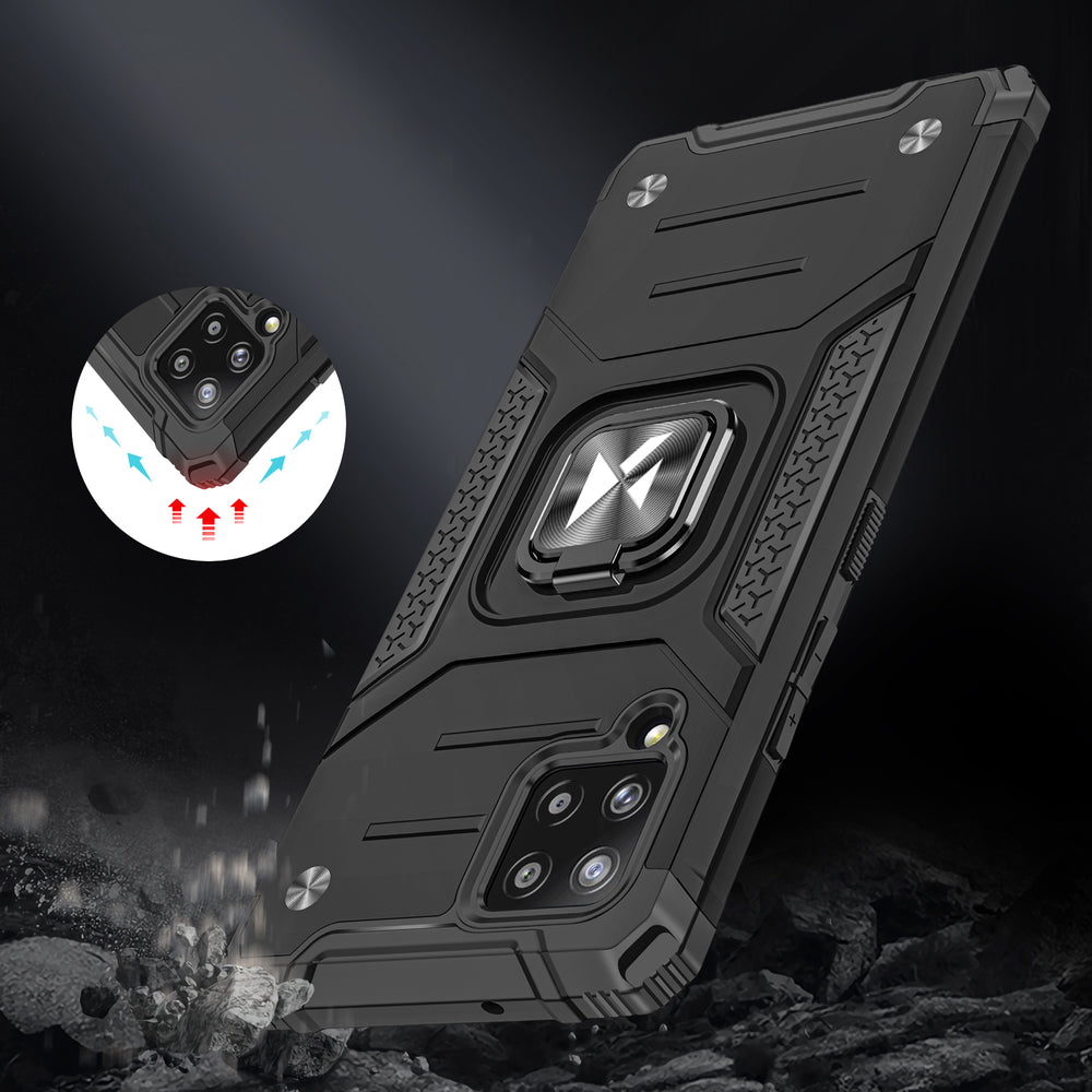Wozinsky Ring Armor Case Kickstand Tough Rugged Cover til Samsung Galaxy A42 5G blå
