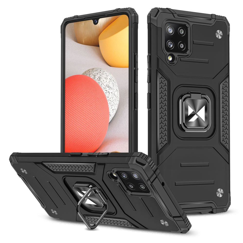 Wozinsky Ring Armor Case Kickstand Tough Rugged Cover til Samsung Galaxy A42 5G sort
