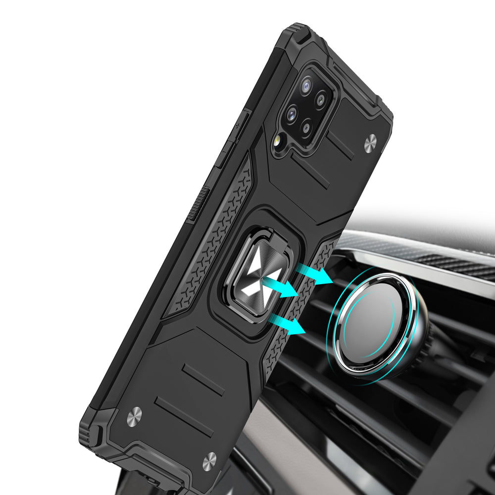 Wozinsky Ring Armor Case Kickstand Tough Rugged Cover til Samsung Galaxy A42 5G sort