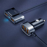 Joyroom fast car charger 5x USB 6.2 A with extension cable black (JR-CL03)