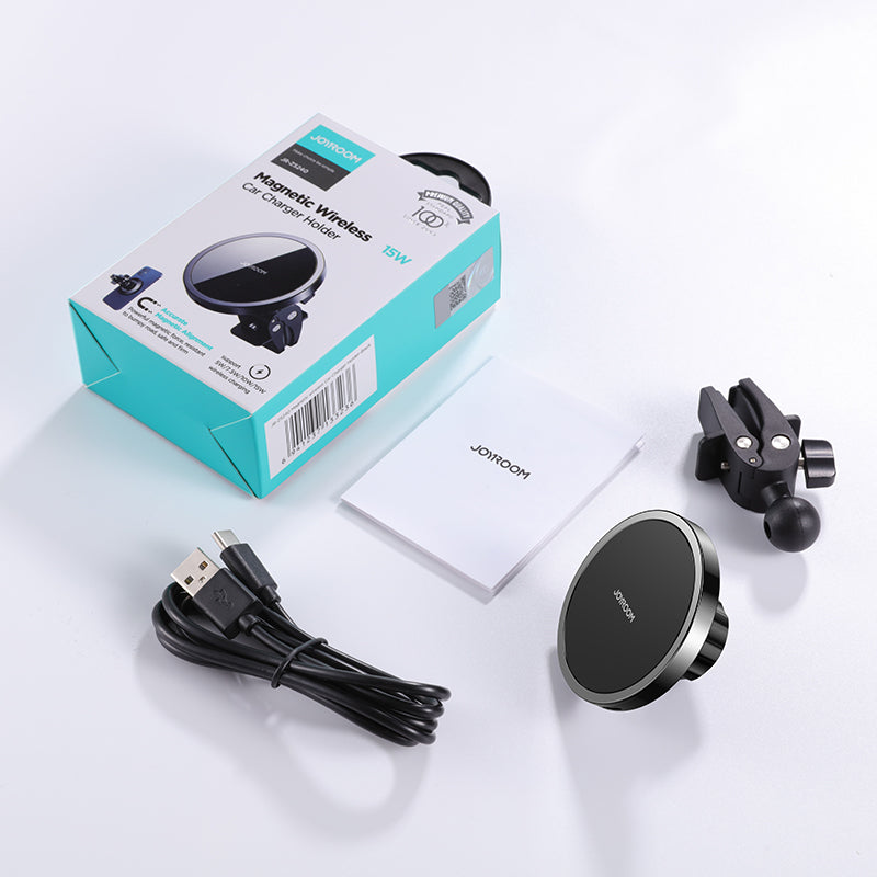 Joyroom Car Magnetic Holder Qi Wireless Inductive Charger 15W (MagSafe Compatible for iPhone) Black (JR-ZS240)