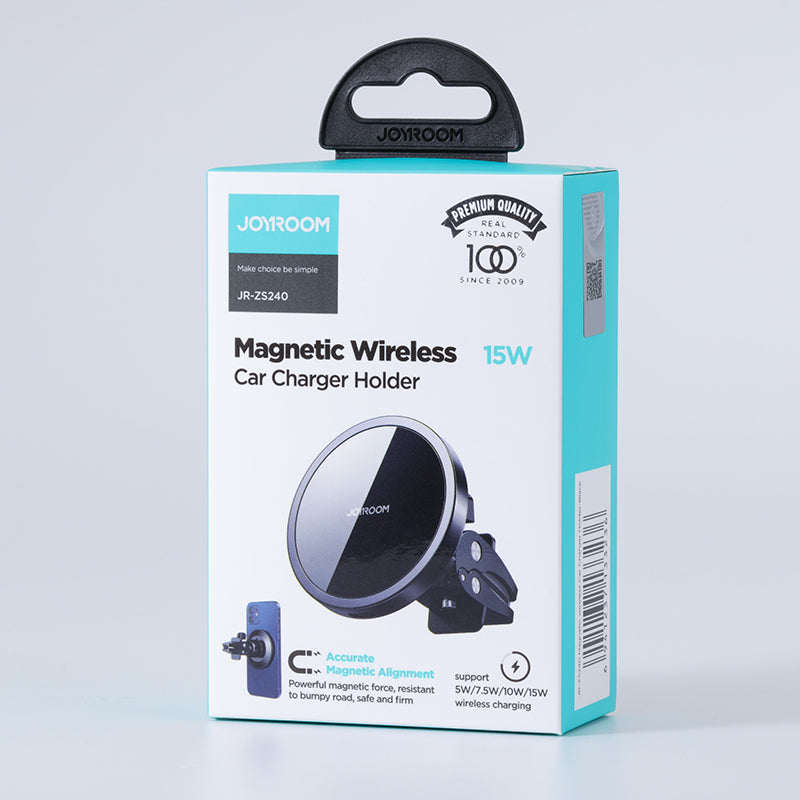 Joyroom Car Magnetic Holder Qi Wireless Inductive Charger 15W (MagSafe Compatible for iPhone) Black (JR-ZS240)