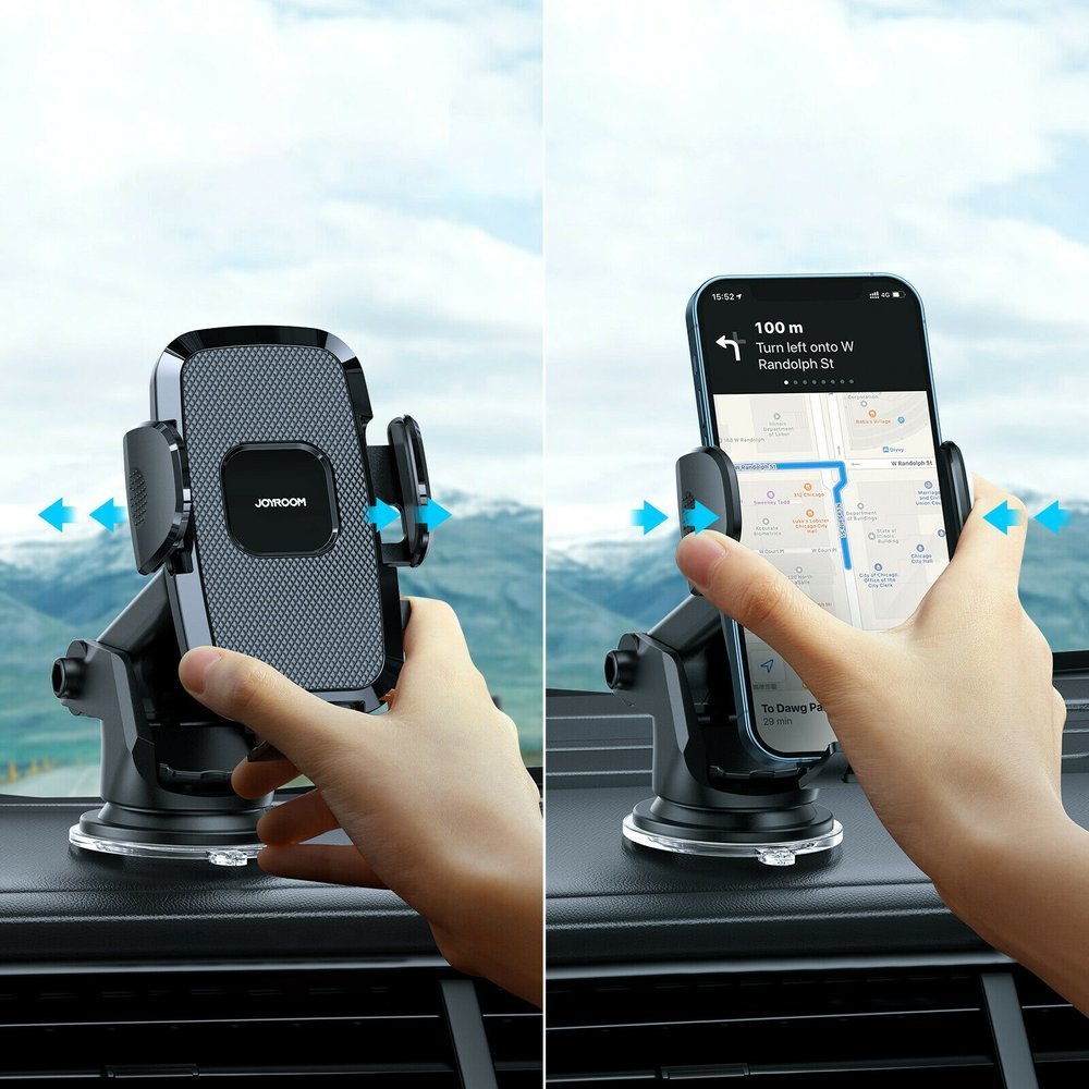 Joyroom biltelefonholder med teleskopisk udstrækbar arm til instrumentbræt og forrude sort (JR-ZS259)
