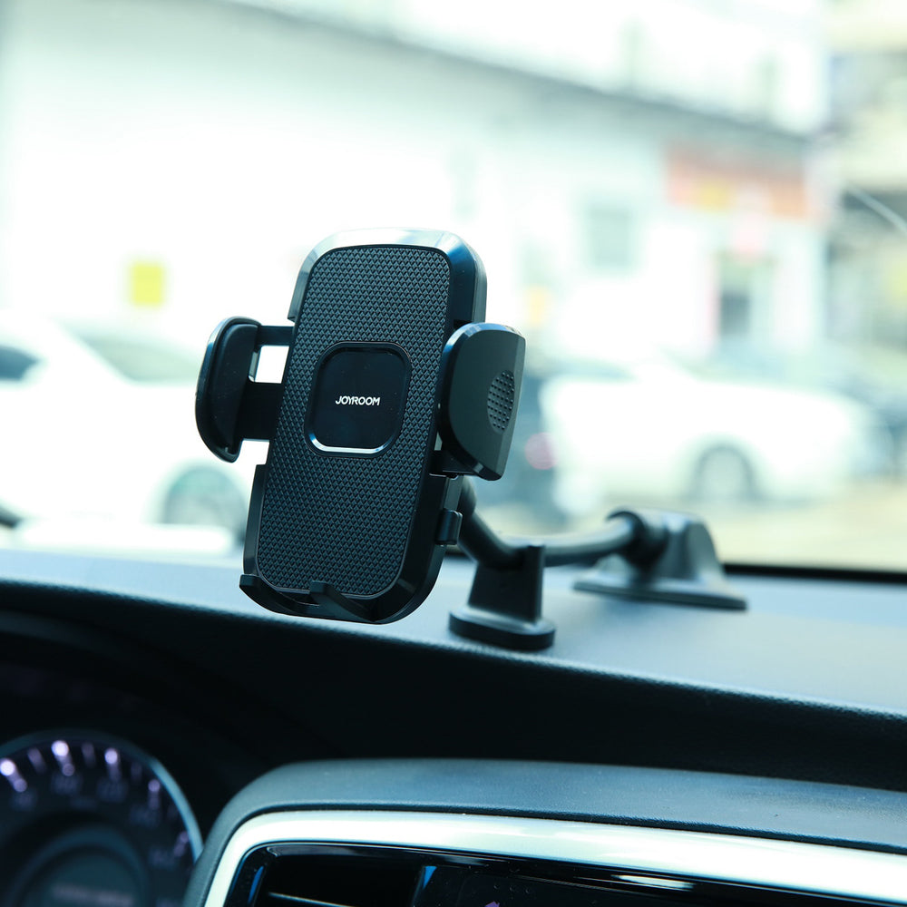 Joyroom biltelefonholder med fleksibel arm til instrumentbræt eller forrude, sort (JR-ZS259)