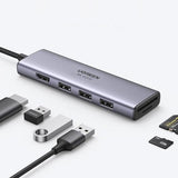 Ugreen multifunktionelle HUB USB Type C - 3x USB 3.2 Gen 1 / HDMI 4K 60Hz / SD og TF-kortlæser grå (60383 CM511)