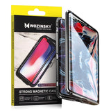 Wozinsky Full Magnetic Case Full Body Front og Back Cover med indbygget glas til Samsung Galaxy A72 4G sort-gennemsigtig