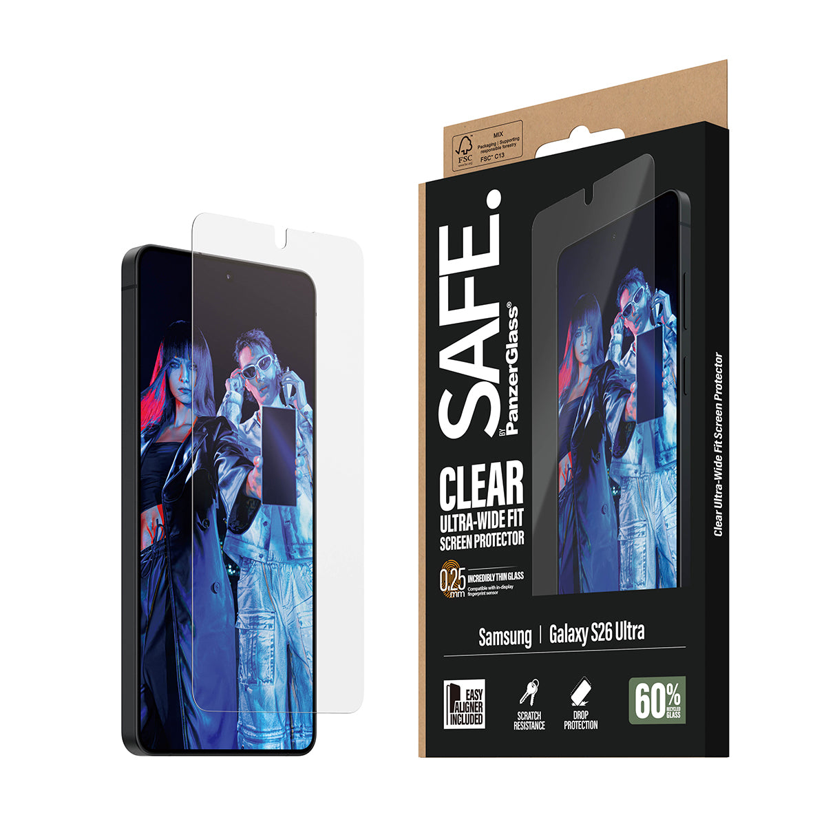 PanzerGlass SAFE. by ® Screen Protector Samsung New Galaxy S 2026 Ultra | Ultra-Wide Fit w. EasyAligner Samsung - New Galaxy S2026 Ultra