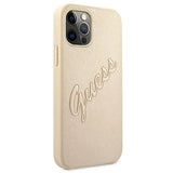 Guess GUHCP12LRSAVSLG iPhone 12 Pro Max 6.7" guld/guld hardcase Saffiano Vintage Script