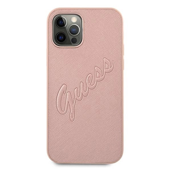 Guess GUHCP12LRSAVSRG iPhone 12 Pro Max 6.7" pink/pink hardcase Saffiano Vintage Script