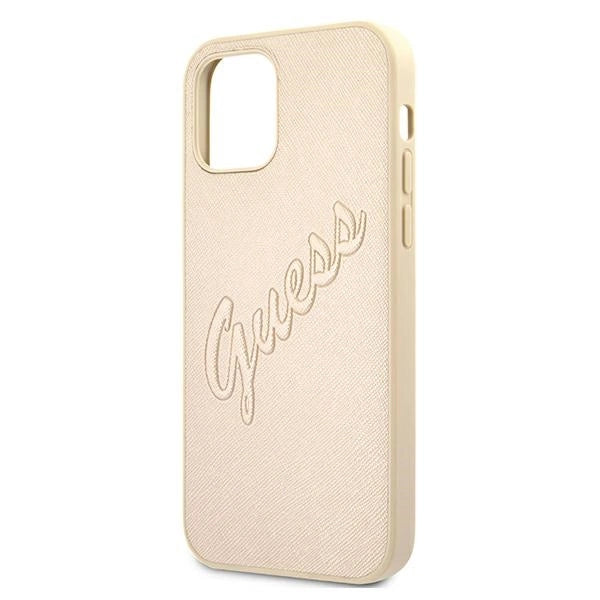 Guess GUHCP12MRSAVSLG iPhone 12/12 Pro 6.1" guld/guld hardcase Saffiano Vintage Script