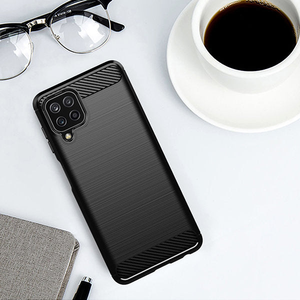 Carbon Case Flexible Cover TPU Case til Samsung Galaxy A22 4G sort