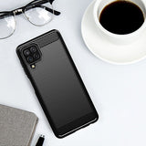 Carbon Case Flexible Cover TPU Case til Samsung Galaxy A22 4G sort